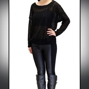 Young Threads Sweater Knit Sweater, Black Sequined